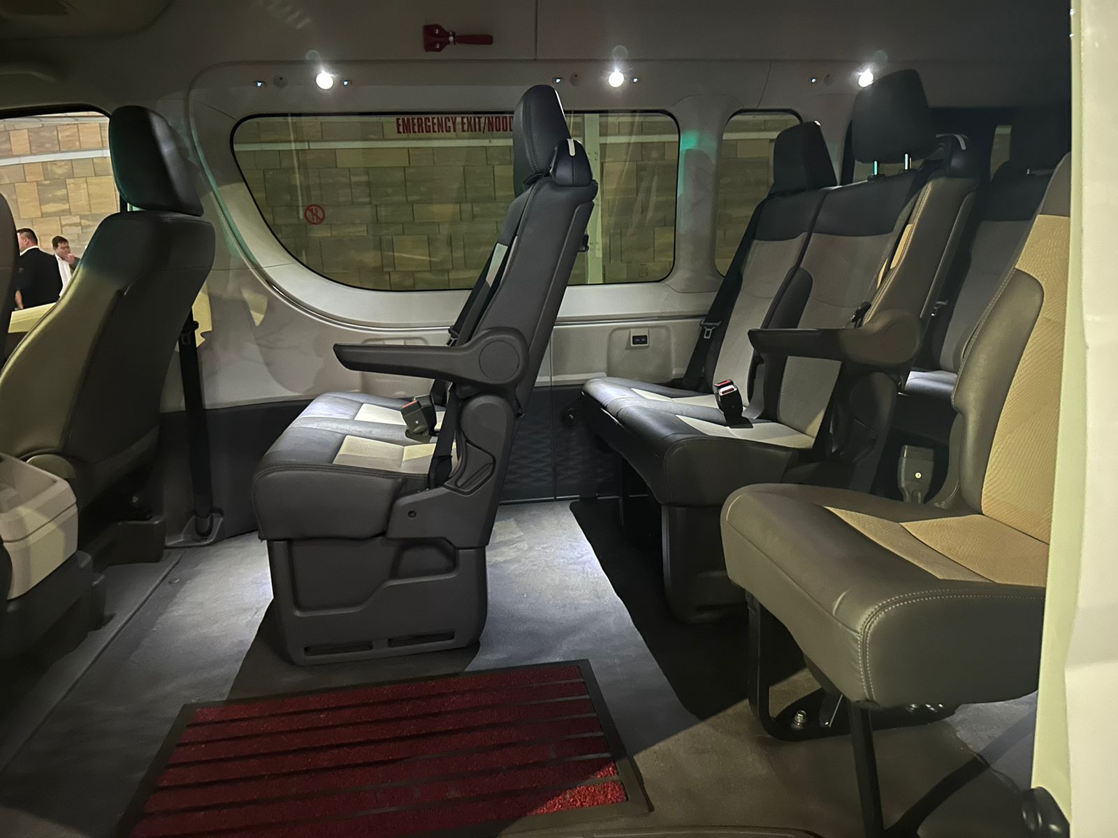 Interior of luxury shuttle with leather seats